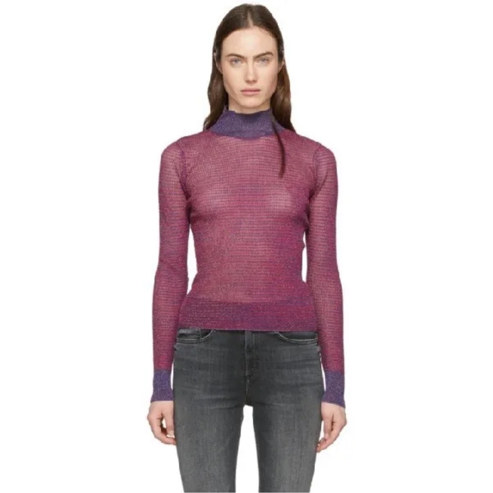 New RAG & BONE Purple Raina Turtleneck Top In 500 Purple Size L